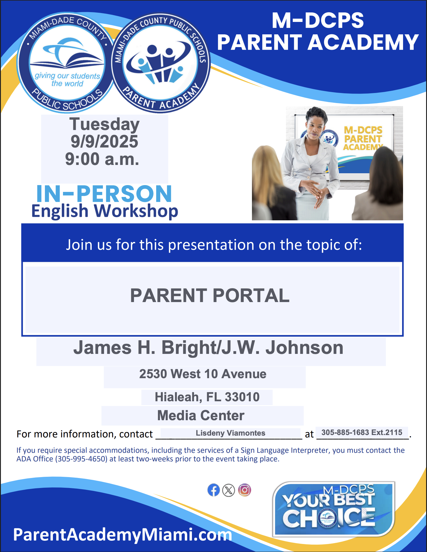 M-DCPS Parent Academy Workshop Sept. 9th